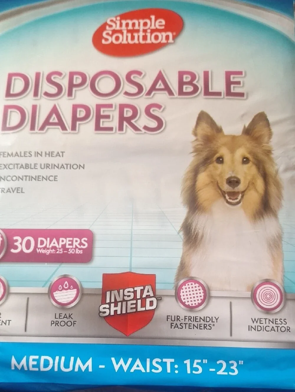 NWT Simple Solution Medium Disposable Dog Diapers - Blue/White